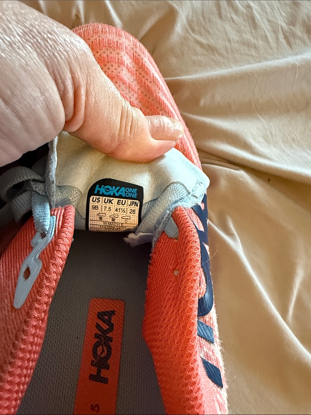 Hoka Coral and Navy Women's Road Running Shoes - Picture 7 of 7